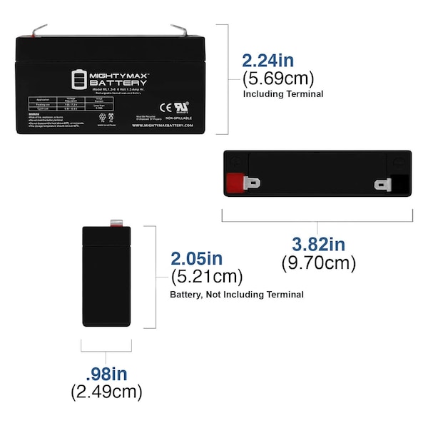 Mighty Max Battery 6V 1.3Ah SLA Replacement Battery for GE 60-914 - MAX3942284