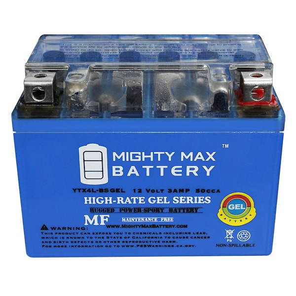 Mighty Max Battery YTX4L-BS GEL Battery Replacement for ThrottleX ADX4L-BS Power Sport - YTX4L-BSGEL260