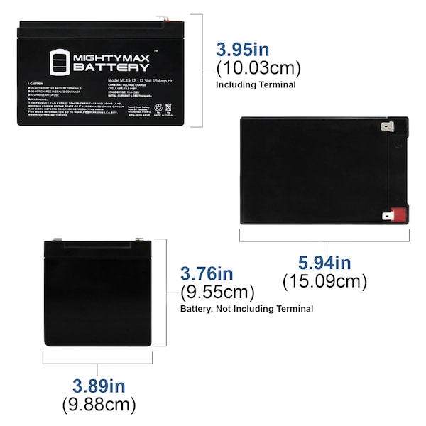 Mighty Max Battery 12V 15AH F2 Replacement Battery works with Modified Power Wheel - ML15-12374888