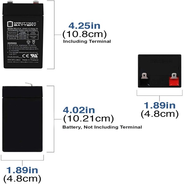 Mighty Max Battery 4 Volt 4.5Ah SLA Replacement Battery for Emergi-Lite ME2.4V - MAX3984630