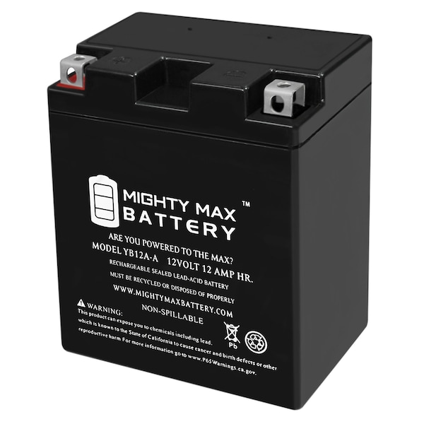 Mighty Max Battery YB12A-A 12V 12AH Battery Replacement for Honda VT500C Shadow 83-86 - YB12A-A89
