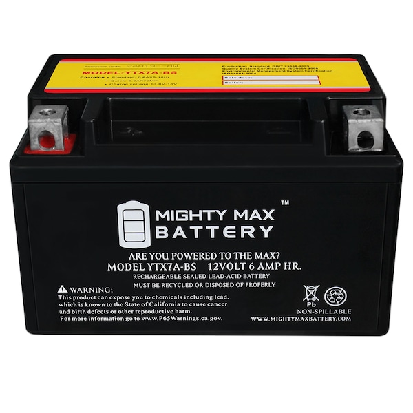Mighty Max Battery YTX7A-BS Battery Replacement for Kymco like 50/200 2009-2017 - YTX7A-BS307