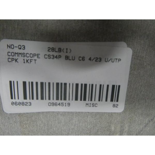Commscope 874049904/10 Cs34P Blu C6 4/23 U/UTP Cpk 1Kft Cat6 Azul Ethernet 1000Ft Cordset Cable - UN874049914/10 CS34P BLU C6 4/23 U/UTP CPK 1KFT
