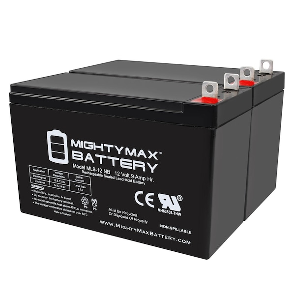 Mighty Max Battery 12V 9AH SLA Replacement Battery for Generac GP8000E Electric Generator - 2PK - MAX3945742