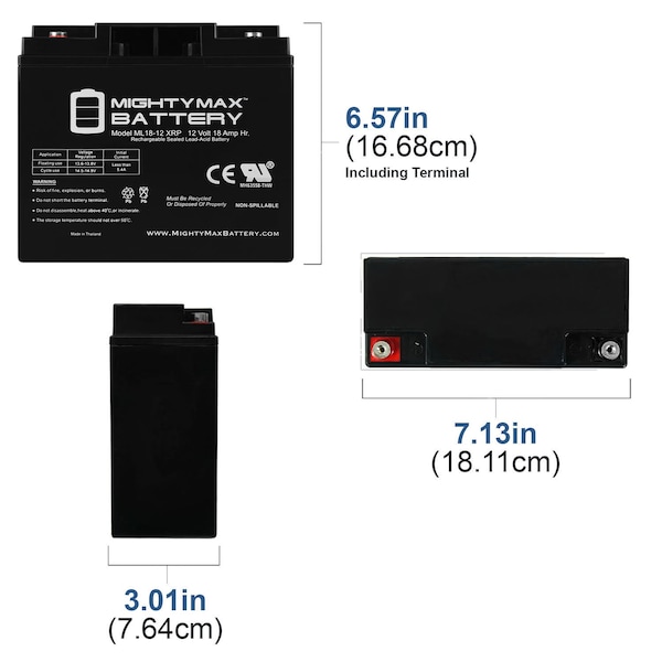 Mighty Max Battery 12V 18AH SLA Replacement Battery for BW12180XRP - 4PK - MAX3972206