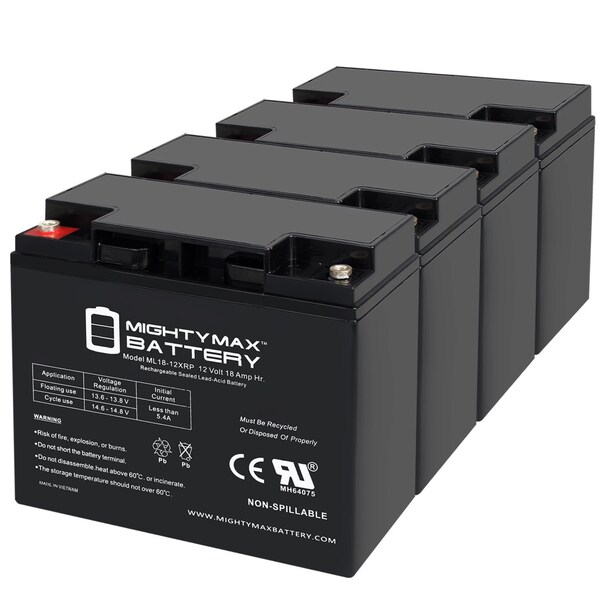 Mighty Max Battery 12V 18AH SLA Replacement Battery for BW12180XRP - 4PK - MAX3972206