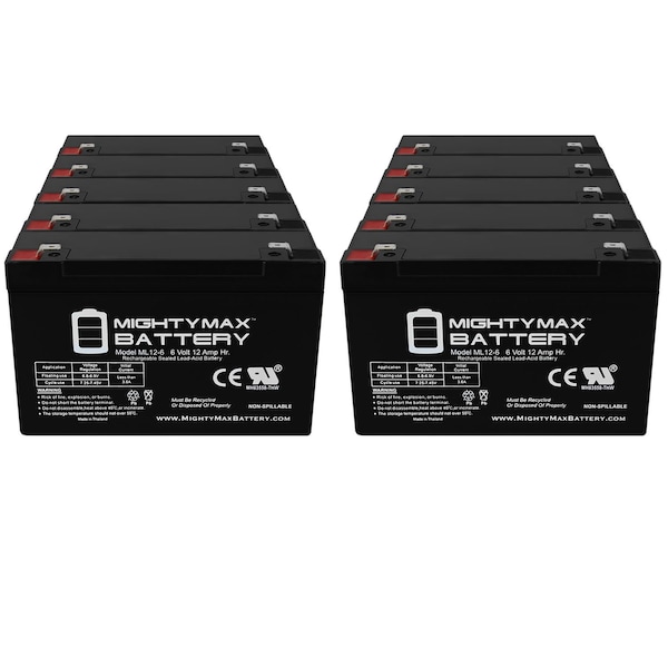 Mighty Max Battery 6V 12AH F2 Replacement Battery for Marquette MAC VU - 10PK - MAX3972150