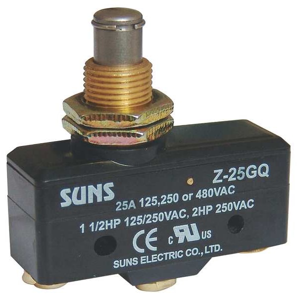Interruptor de acción rápida industrial Zoro Select, montaje en panel, actuador de émbolo, SPDT, clasificación de contacto de 25A @ 480V CA - 5JEF8