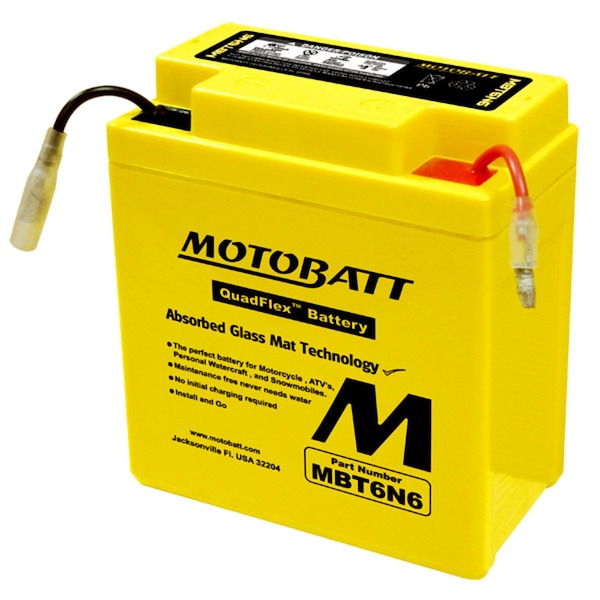 Motobatt 6V 6Ah AGM Powersports Battery replaces 6N61B 6N6-3B 6N63B1 6N61D 6N61D2 - MBT6N6