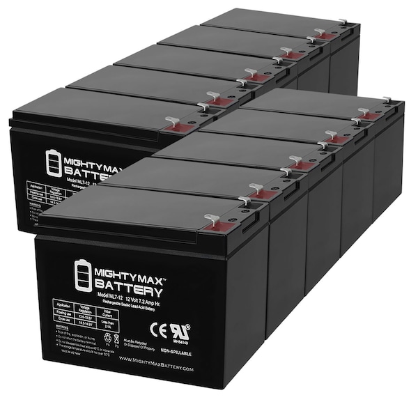 Mighty Max Battery ML7-12 - 12V 7.2AH Replacement UPS Battery for APC SC420 - 10PK - MAX3428971
