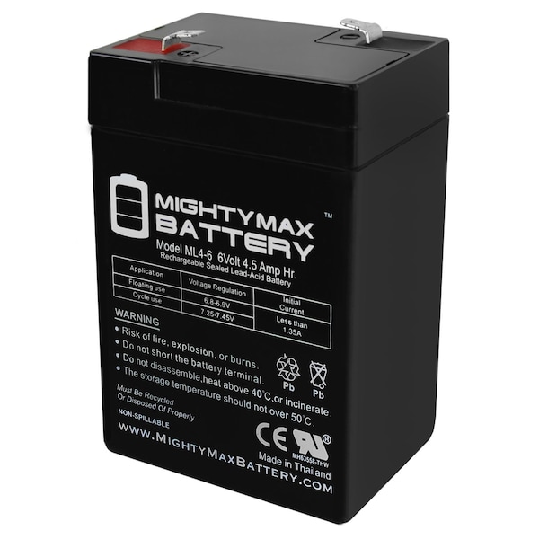 Mighty Max Battery 6V 4.5AH Replacement Battery for LC-R064R2CH - MAX3962106