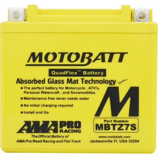 Motobatt 6.5Ah 130 CCA AGM Powersports Battery replaces YTX5L - MBTZ7S