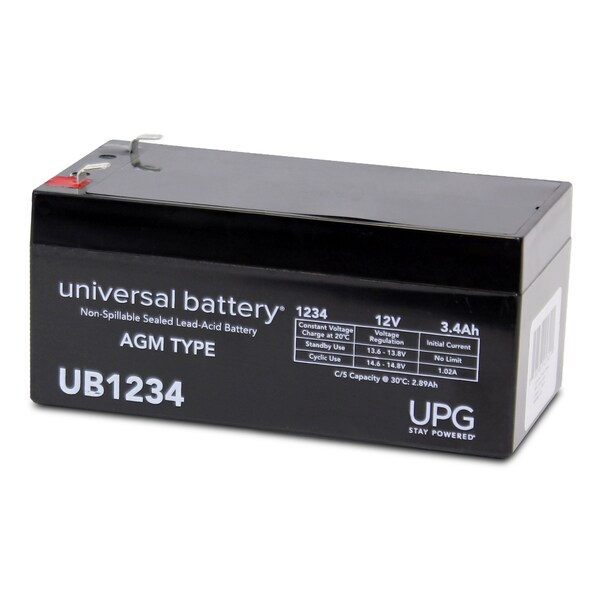 Upg Sealed Lead Acid Battery, 12 V, 3.4Ah, UB1234, F1 (Faston Tab) Terminal, AGM Type - D5740