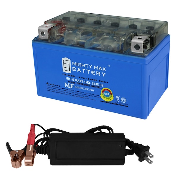 Mighty Max Battery YTZ10S GEL Replacement Battery for Battery Tender BTZ10S-FA With 12V 2Amp Charger - MAX3951575