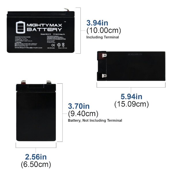 Mighty Max Battery 12V 9AH Replacement Battery for Yuasa REW45-12 - ML9-1206