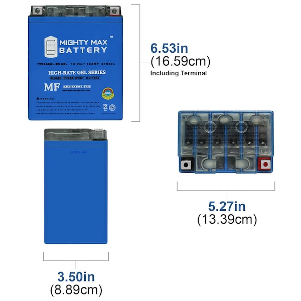 Mighty Max Battery YTX14AHL Gel Replacement Battery for Caltric YTX14AHL-BS - MAX3969886