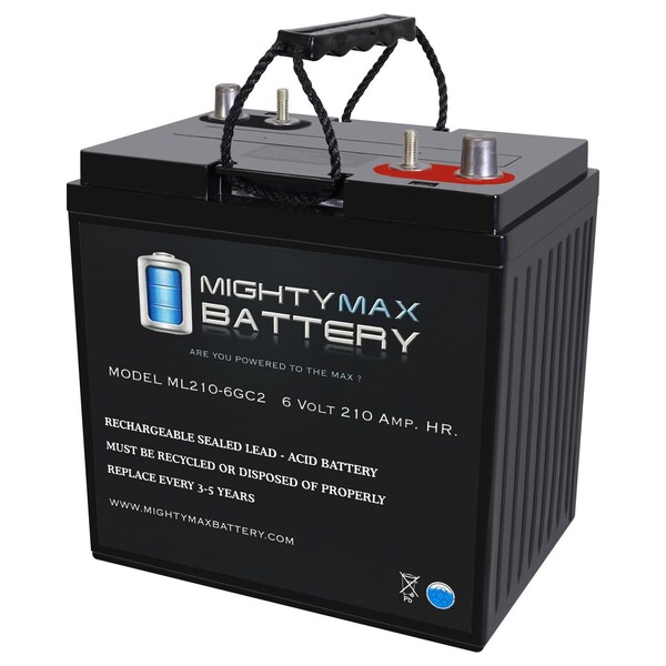 Mighty Max Battery 6V 210AH Dual Terminal SLA Replacement Battery Compatible w/ BCI Group GC2 Deep Cycle AGM Scrubber - MAX4093449