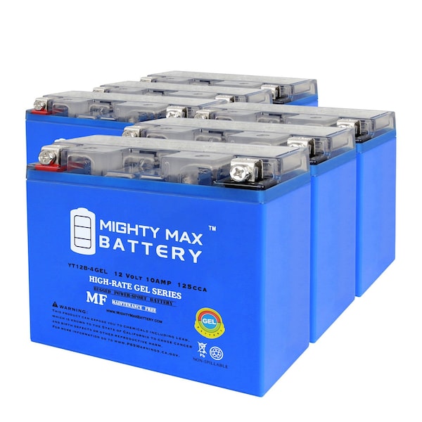 Mighty Max Battery YT12B-4GEL 12V 10Ah GEL Replacement Battery compatible with Yamaha 600CC FZ6, R 05-12 - 6PK - MAX4030712