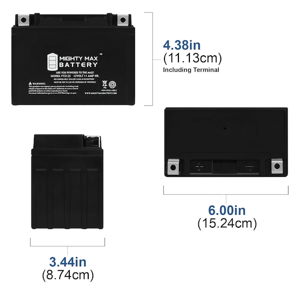 Mighty Max Battery YTZ12S 12V 11Ah Replaces Honda Shadow 600 Transalp 650 Silver Wing - YTZ12S100