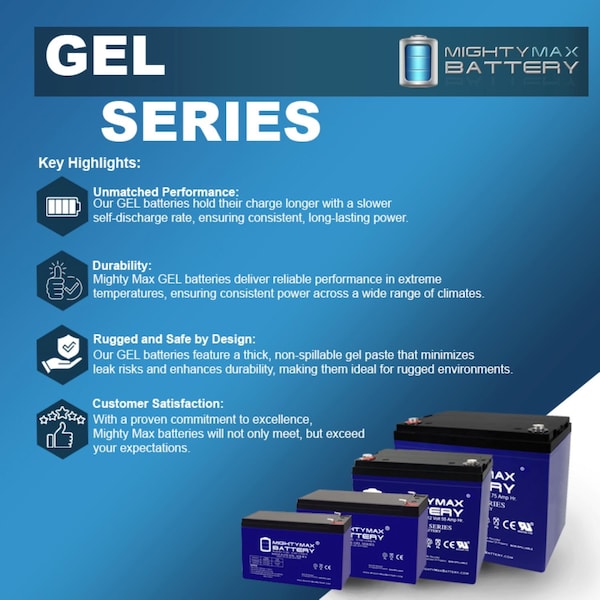 Mighty Max Battery ML10-12GEL - 12 Volt 10 AH, GEL Type, F2 Terminal, Rechargeable SLA AGM Battery - MAX4057493