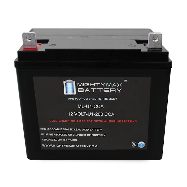 Mighty Max Battery ML-U1 200CCA Battery for Snapper Equip. HZS 15422 Yard Cruiser Mower - ML-U1-CCA1018