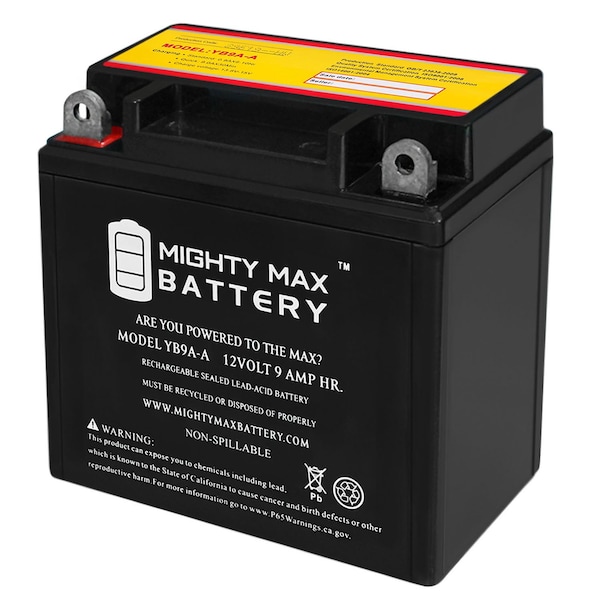 Mighty Max Battery YB9A-A 12V 9AH 130 CCA Replacement Battery Compatible with Moose YB9A-A - MAX3986709