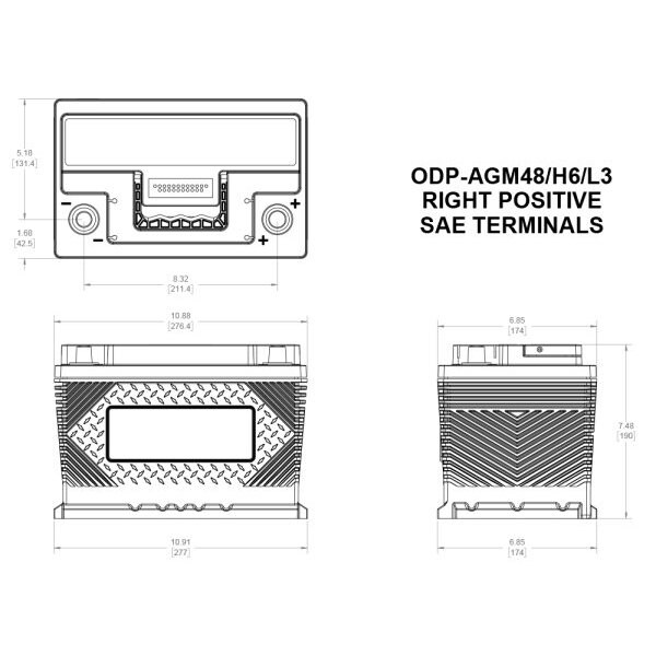 Odyssey Performance 720 CCA AGM Battery Group 48 - ODP-AGM48 H6 L3