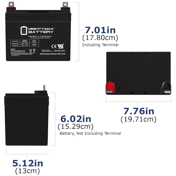 Mighty Max Battery 12V 35AH SLA Replacement Battery for MK MU-1 SLD M - MAX3949299