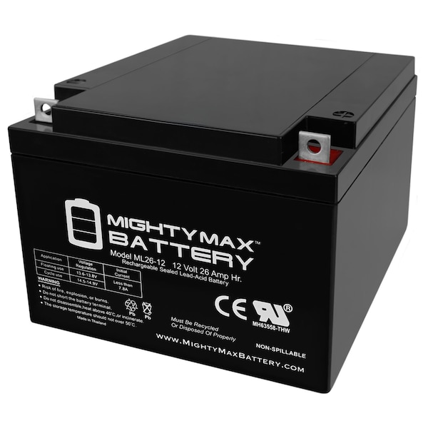 Mighty Max Battery ML26-12 12V 26AH Replacement Battery compatible with Panasonic LC-X1228AP - MAX3943859