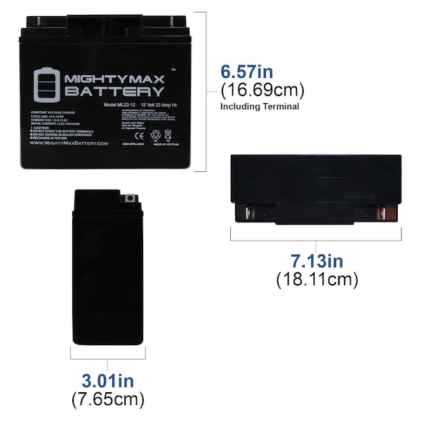 Mighty Max Battery ML22-12 - 12V 22AH Data Shield AT800 Upgrade Replacement Battery - ML22-123112211111111111