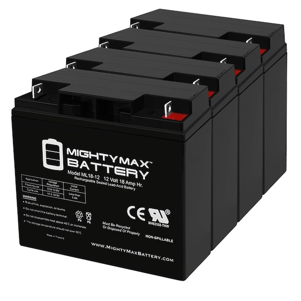 Mighty Max Battery 12V 18AH SLA Replacement Battery for D5745 40648 - 4PK - MAX3943684