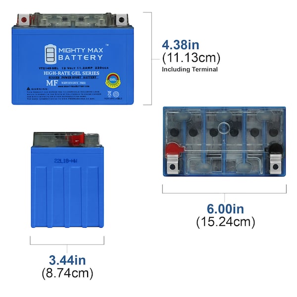 Mighty Max Battery 12V 11.2Ah GEL Battery for KTM 60011053000 - YTZ14SGEL95