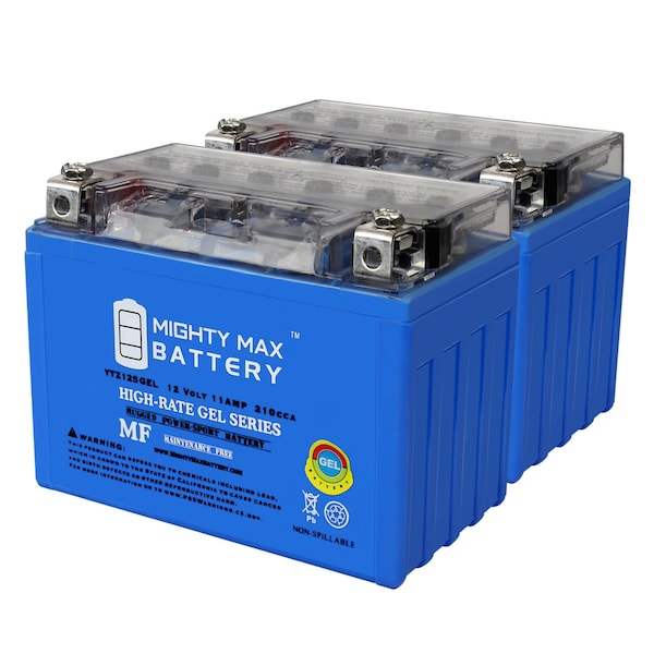 Mighty Max Battery YTZ12SGEL 12V 11Ah GEL Battery for Yamaha VStar 650 XVS 950 Stratoliner Raider Roadliner 2PK - MAX4027652