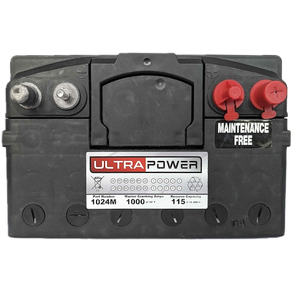 Ultrapower 12V 1000 MCA Maintenance-Free Marine Battery Group 24 - 1024M