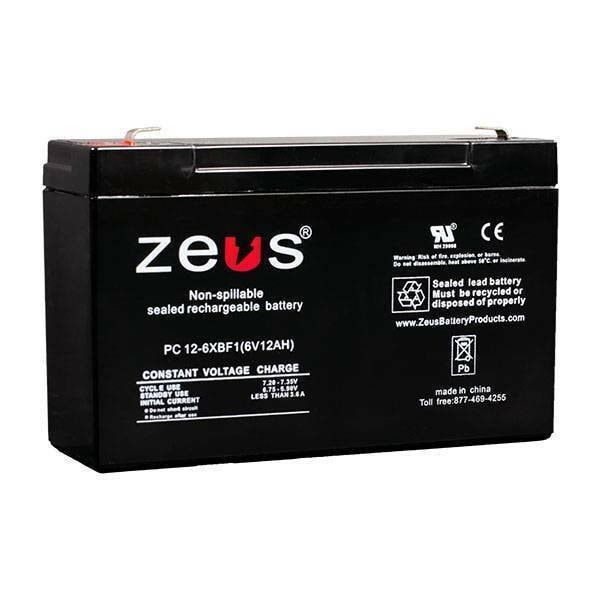 Zeus Battery Products 10Ah 6V F1 Sealed Lead Acid Battery - PC12-6XBF1