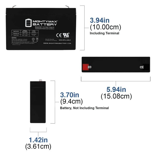 Mighty Max Battery 6V 7AH Battery for Kids Ride On Car Wheels With 6V Solar Panel - MAX3469235