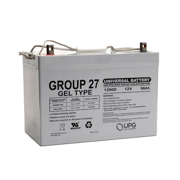 Upg Sealed Lead Acid Battery, 12 V, 90Ah, UB27, Z1 Z Post Terminal, GEL, Group 27 Type - D5873