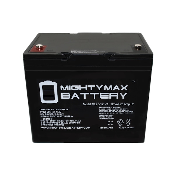 Mighty Max Battery 12V 75AH Internal Thread Battery for Permobil C500, C500RS, C500VS - ML75-12INT119