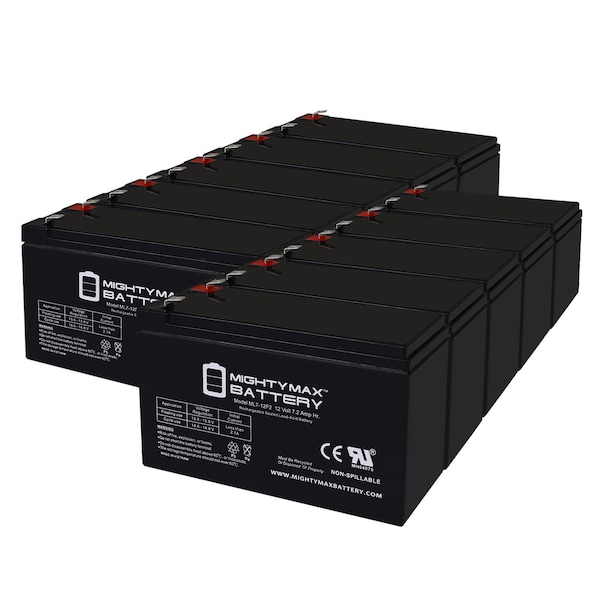Mighty Max Battery 12V 7Ah F2 Replacement Battery for Eaton Powerware PWHR1234W2FR - 10PK - MAX3977492