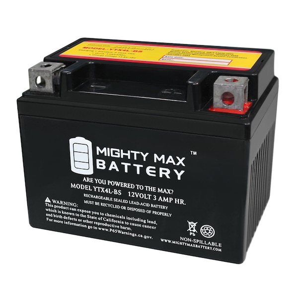 Mighty Max Battery YTX4L-BS SLA Replacement Battery for Motorcycle YTX4L-BS - MAX3951894