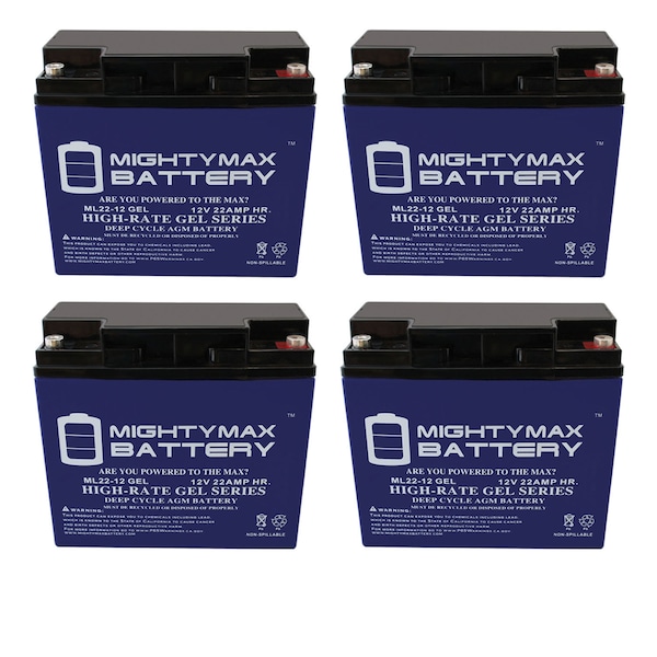 Mighty Max Battery 12V 22AH GEL Battery Replacement for Sola ES4000 - 4 Pack - ML22-12GELMP4790