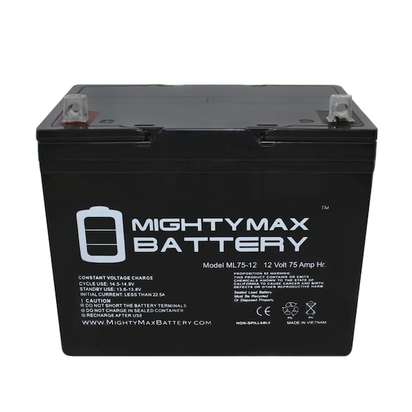 Mighty Max Battery ML75-12 12V 75Ah Battery Replaces Pride BATGEL1009 - ML75-12198458