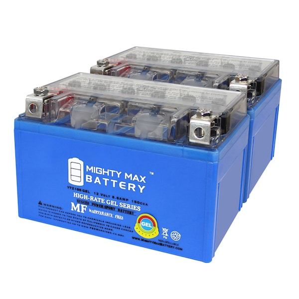 Mighty Max Battery YTZ10SGEL 12V 8.6AH GEL Replacement Battery compatible with PowerStar WPZ10S - 2PK - MAX4023240