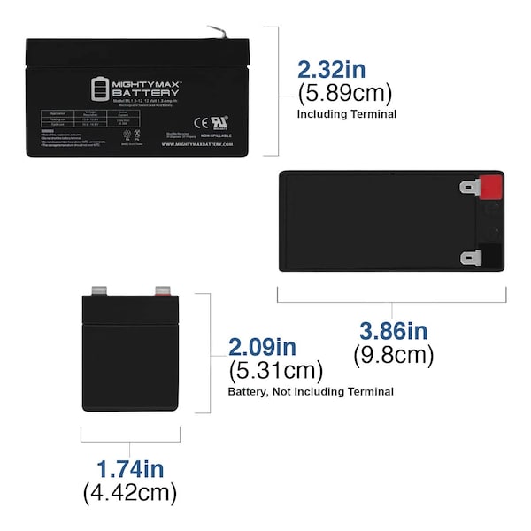 Mighty Max Battery 12V 1.3Ah Replacement Battery Compatible with Portalac GS PE1.2V12R - MAX3984674