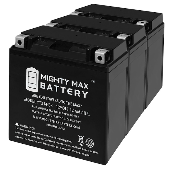 Mighty Max Battery YTX14-BS Replacement Battery for MMG YTX14-BS - 3PK - MAX3952359