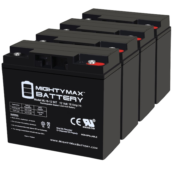 Mighty Max Battery 12V 18AH INT Replacement Battery for Casil CA12180 - 4PK - MAX3972682