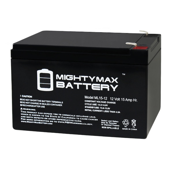Mighty Max Battery ML15-12 12V 15AH F2 BATTERY REPLACEMENT FOR POWER-SONIC PS-12140 - ML15-1292