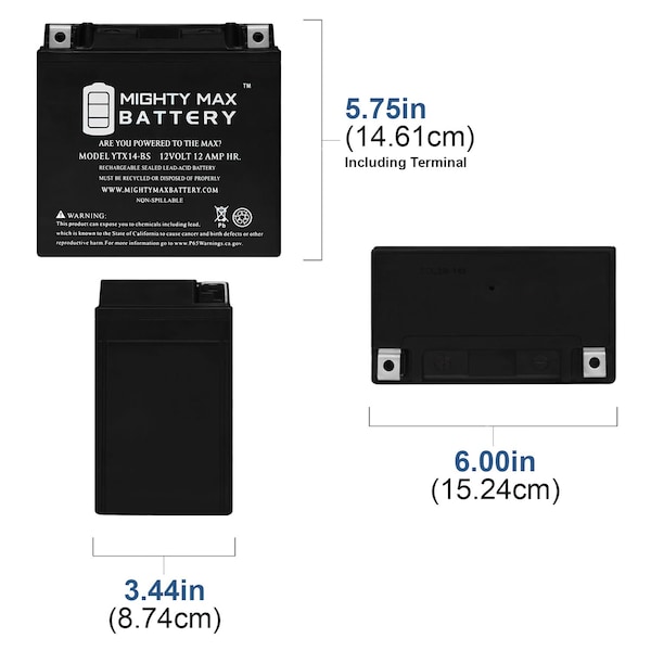 Mighty Max Battery YTX14-BS Replacement Battery for DieHard BTX14-BS - 3PK - MAX3952333