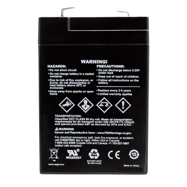 Upg UPG 4.5 Ah 6 V Lead Acid Automotive Battery - 86456