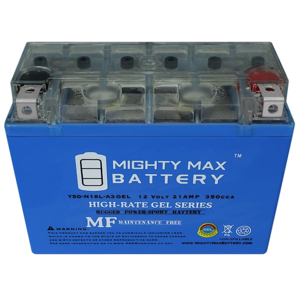 Mighty Max Battery Y50-N18L-A3 GEL Snowmobile Battery for Polaris 750cc Wide Track 1990 - Y50-N18L-A3GEL167